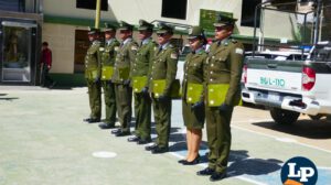 Los efectivos policiales reconocidos durante la ceremonia en Oruro