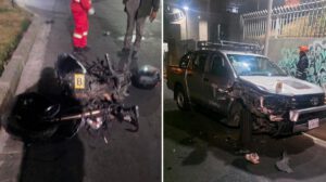accidente de tránsito de una motocicleta y un vehículo