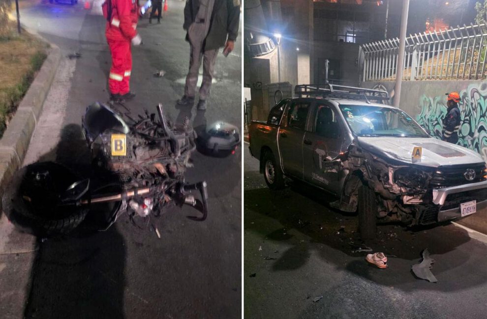 accidente de tránsito de una motocicleta y un vehículo