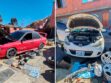 Vehículos desmantelados, placas y autopartes hallados durante el operativo