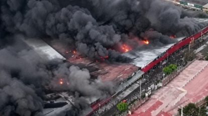 Incendio en la feria Barrio Lindo