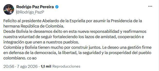 El jefe de Estado boliviano