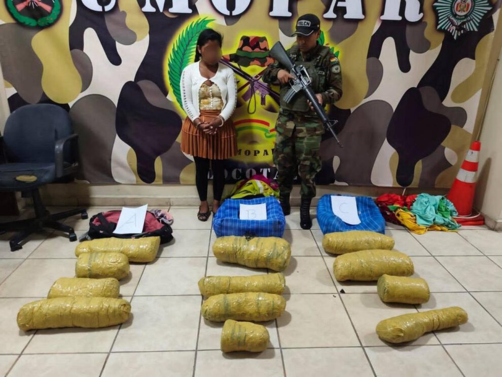 La aprehendida junto a los 12 paquetes de marihuana