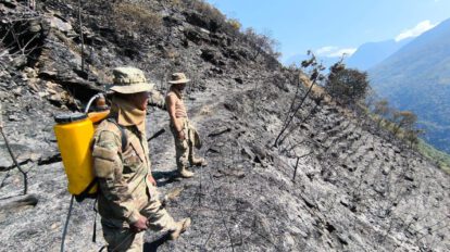 Efectivos de la UMEE y bomberos voluntarios
