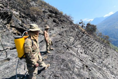Efectivos de la UMEE y bomberos voluntarios