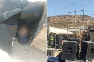 Equipos de sonido de amplificación y una persona fallecida
