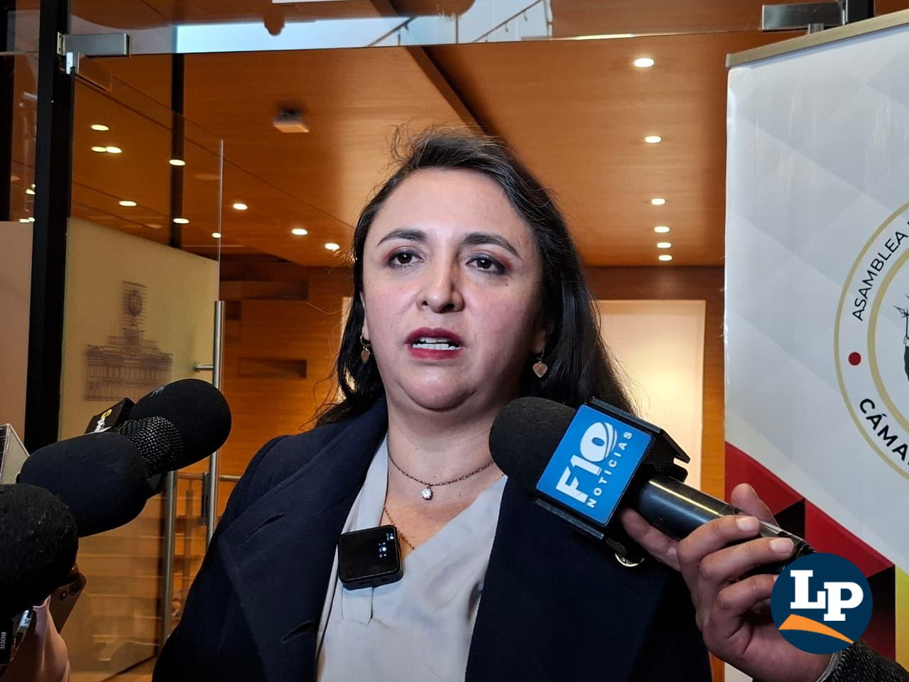La diputada Vargas en conferencia de prensa