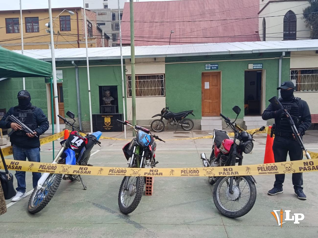Las tres motocicletas secuestradas por la Policía durante el operativo