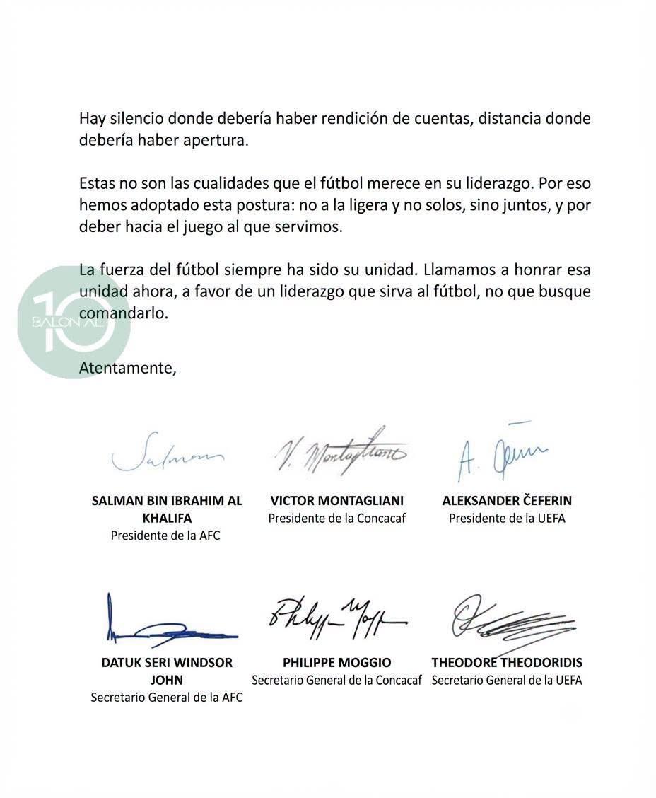 carta la “familia del fútbol”