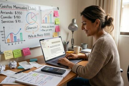 Una persona organizando sus finanzas