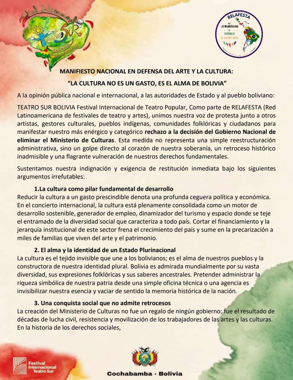 pronuciamiento tras cierre del ministerio de turismo
