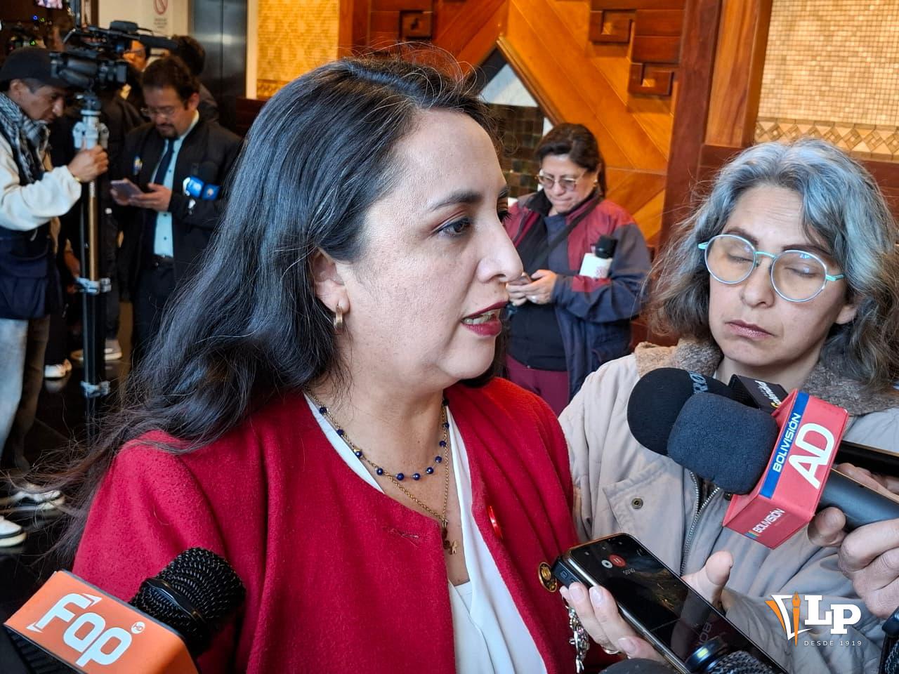 La diputada Vargas en conferencia de prensa