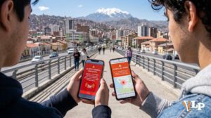 Dos celulares con alerta sismica