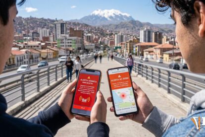Dos celulares con alerta sismica