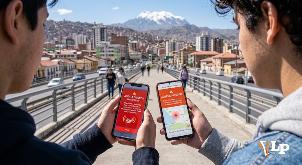 Dos celulares con alerta sismica