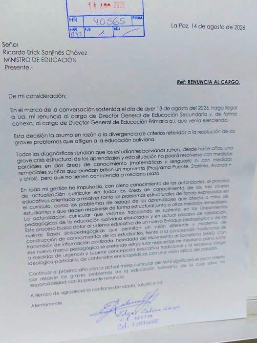 carta de renuncia