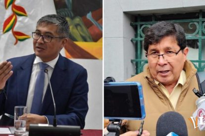 El ministro Espinoza (izq) y el senador Sánchez (der)