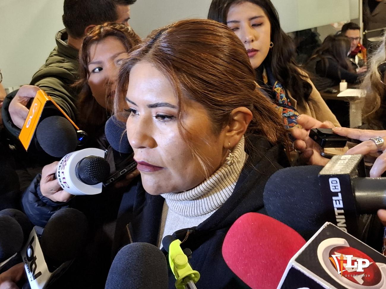 La diputada Pinto en conferencia de prensa