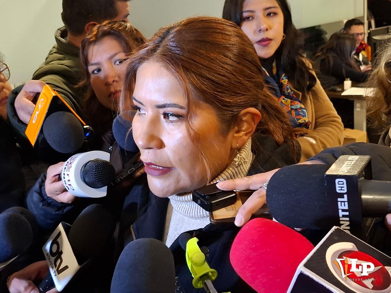 La diputada Pinto en conferencia de prensa