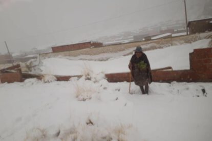 Una señora en la nevada