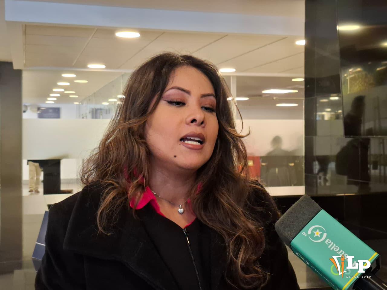 La diputada Jiménez en conferencia de prensa