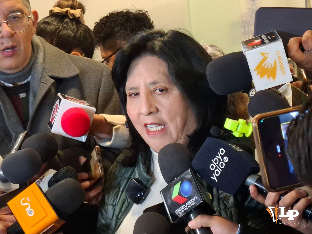 La diputada Bilbao en conferencia de prensa