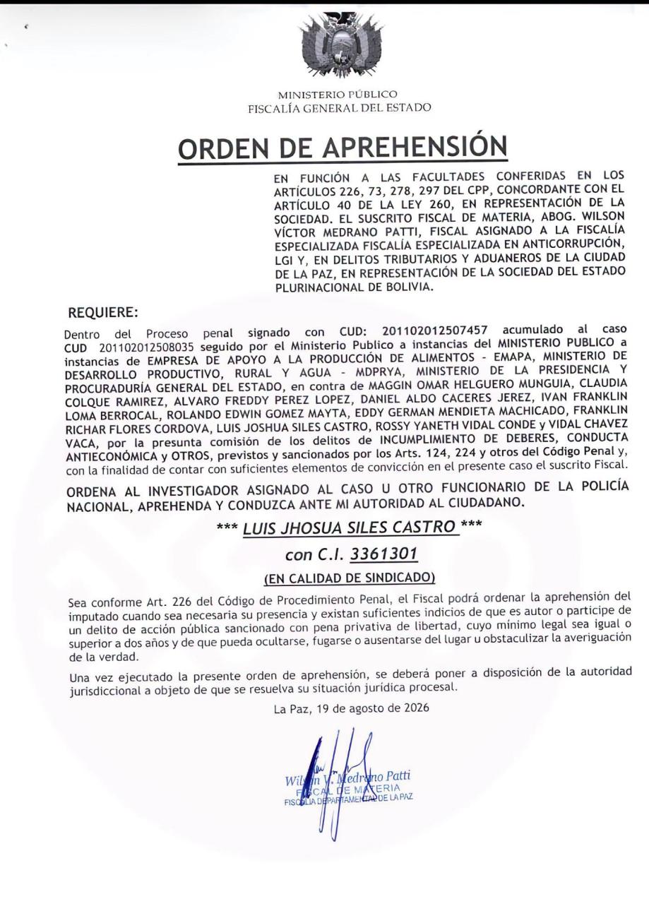 orden de aprehension
