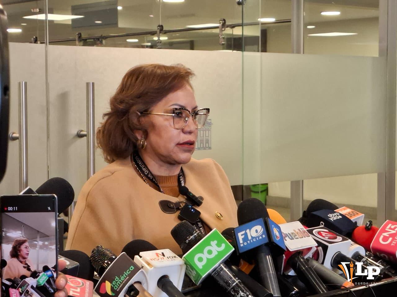 La diputada Góngora en conferencia de prensa