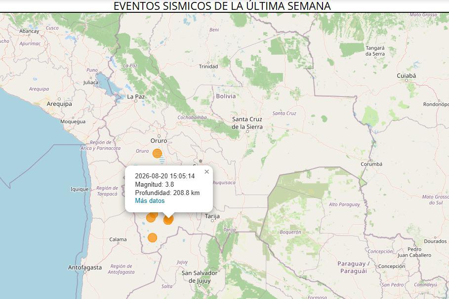 Mapa de ubicación del epicentro detectado la tarde de este jueves.