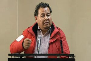 El dirigente de la Confederación Nacional de Gremiales de Bolivia, César Gonzáles