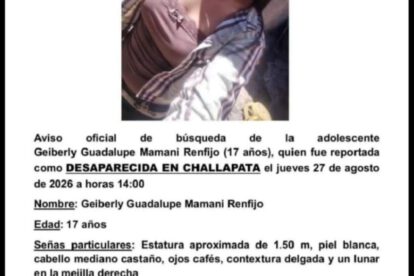 Imagen del aviso de extravío