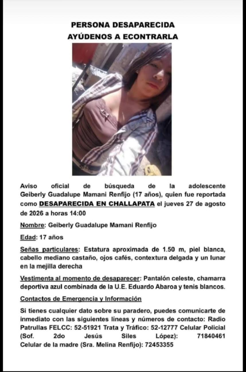 Imagen del aviso de extravío