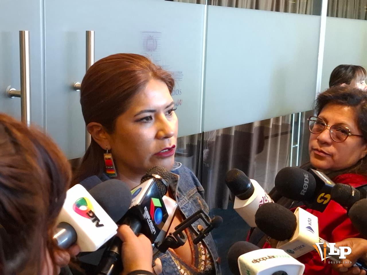 La diputada Pinto en conferencia de prensa