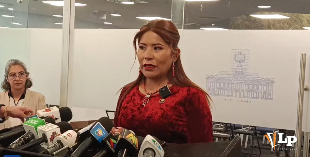 La diputada Pinto en conferencia de prensa