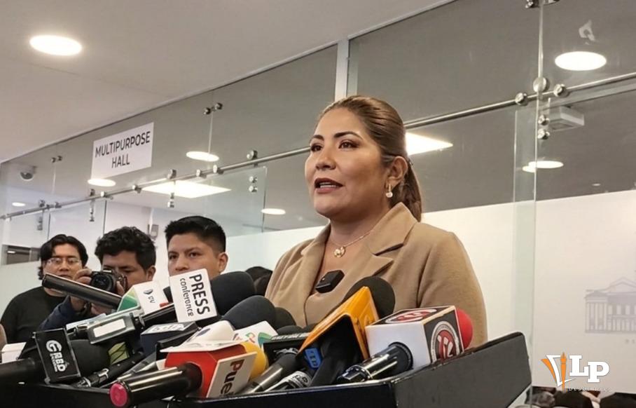 La diputada Pinto en conferencia de prensa
