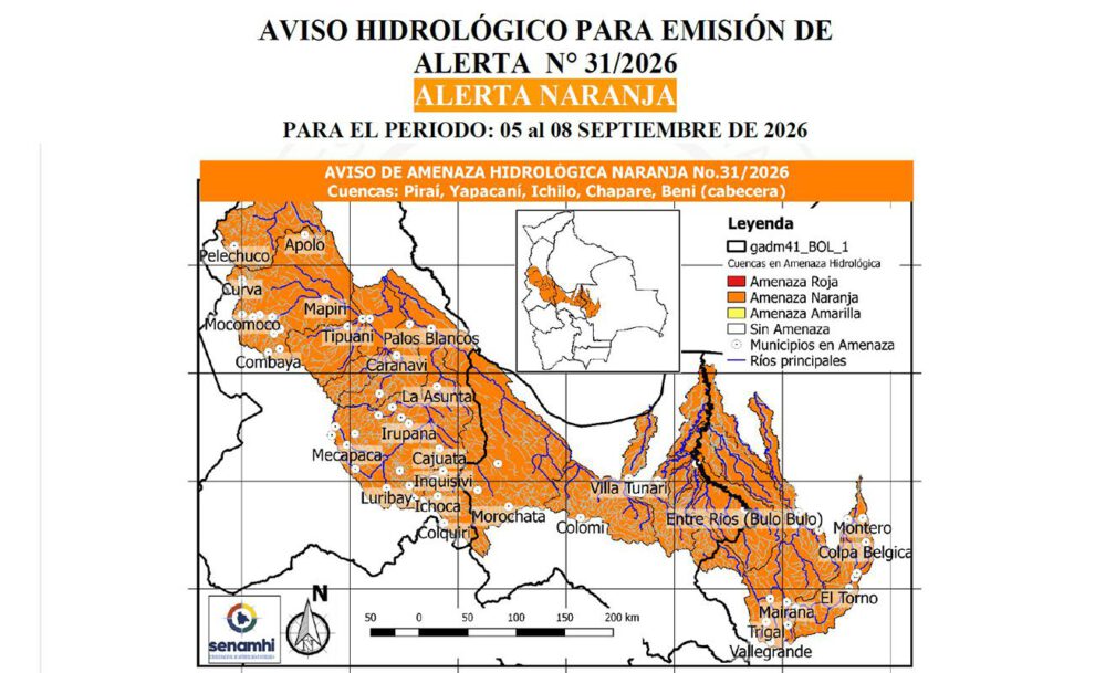 Aviso hidrológico del Senamhi.