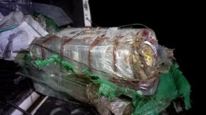 Detalle de uno de los bultos con droga incautados tras el operativo en Artigas