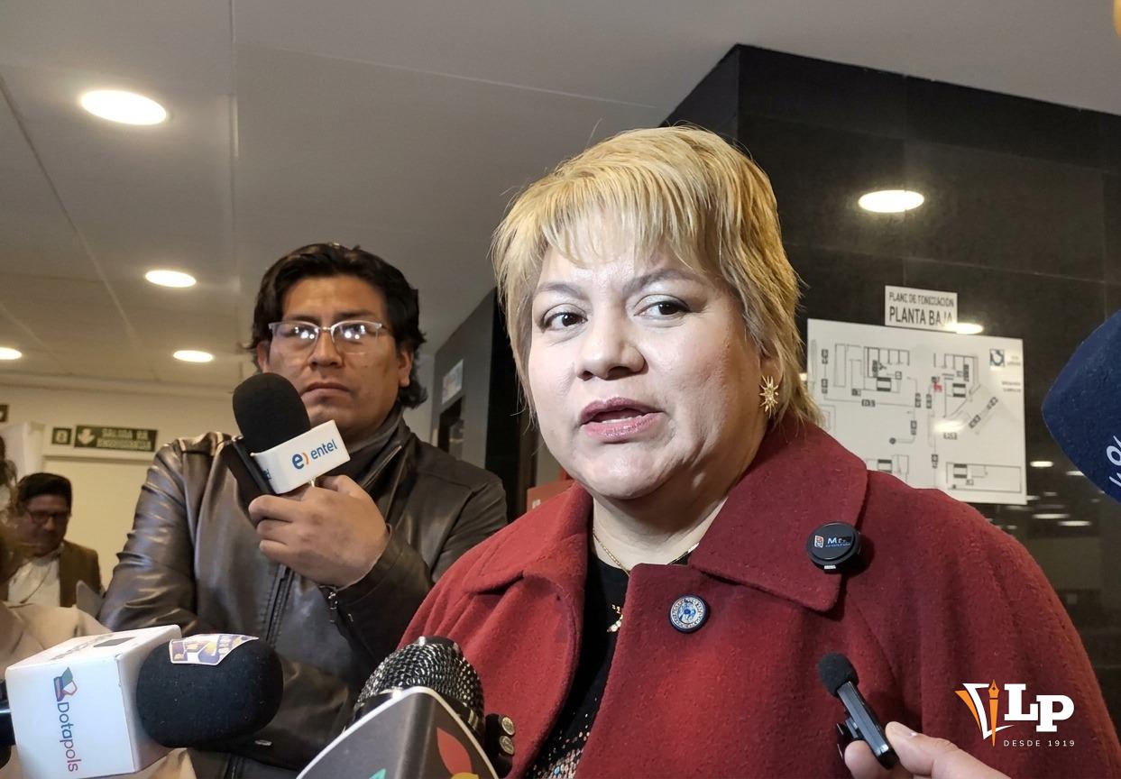 La diputada Patiño en conferencia de prensa