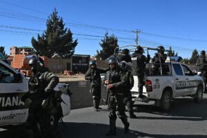 Un contingente policial en Bolivia