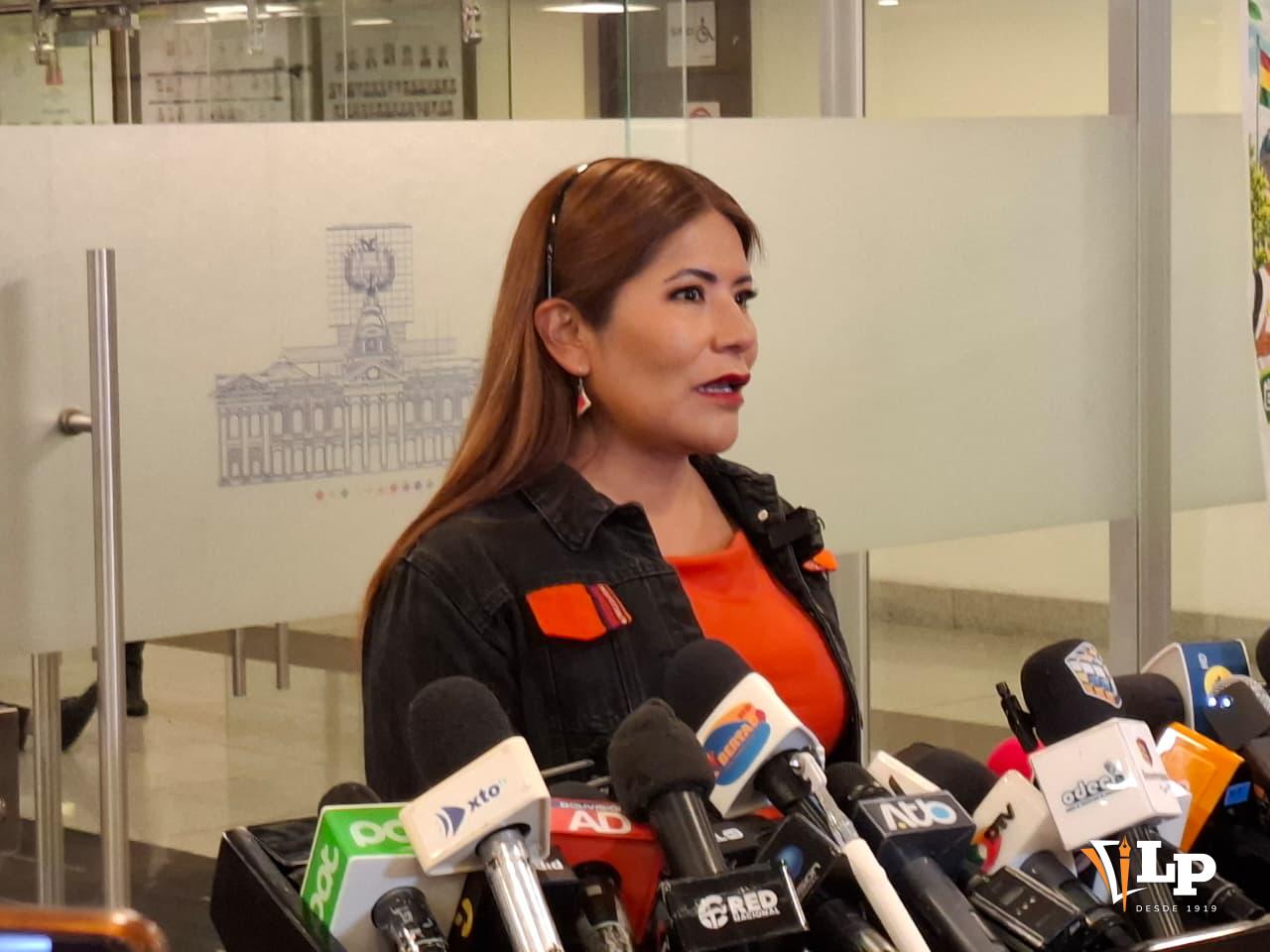 La diputada Pinto en conferencia de prensa