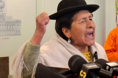 La diputada Chauca en conferencia de prensa