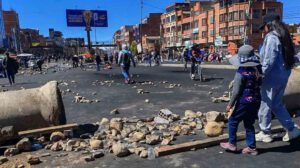 Un punto de bloqueo en El Alto