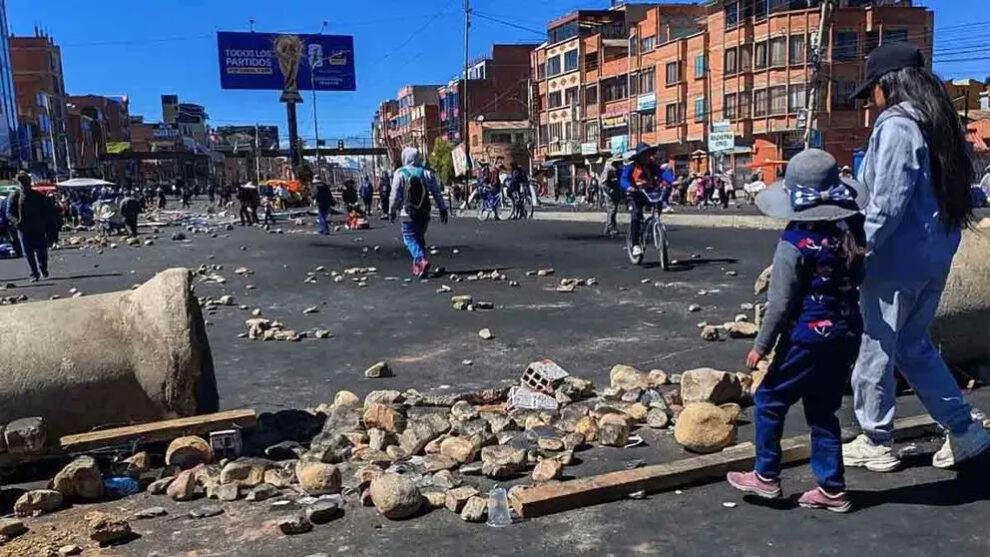 Un punto de bloqueo en El Alto