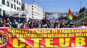 Maestros en movilización en La Paz