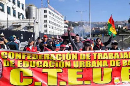 Maestros en movilización en La Paz