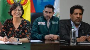 Margot Ayala, Freddy Zenteno y Jorge Luis Gumucio, los tres directores de la Agencia Nacional de Hidrocarburos