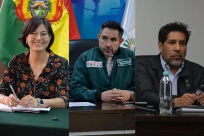 Margot Ayala, Freddy Zenteno y Jorge Luis Gumucio, los tres directores de la Agencia Nacional de Hidrocarburos