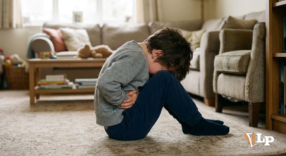 Niño sentado en el suelo de una sala
