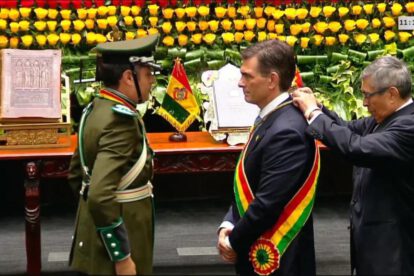 Paz y Lara durante la posesión presidencial