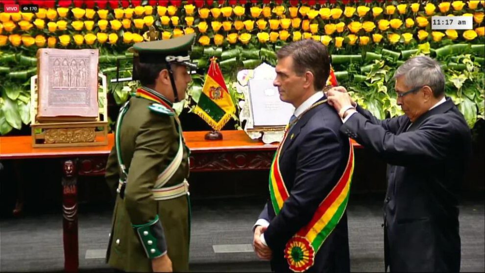 Paz y Lara durante la posesión presidencial